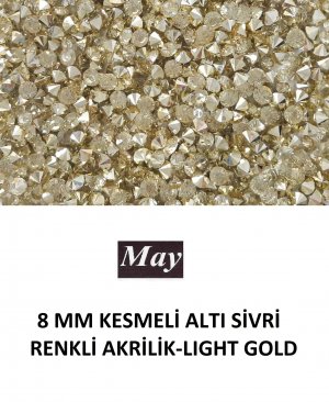 8 MM KESMELİ ALTI SİVRİ RENKLİ AKRİLİK-LIGHT GOLD