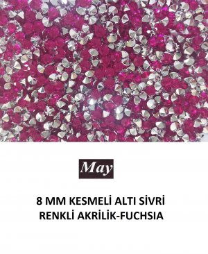 8 MM KESMELİ ALTI SİVRİ RENKLİ AKRİLİK-FUCHSIA