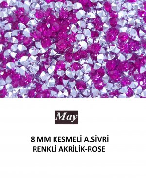 8 MM KESMELİ ALTI SİVRİ RENKLİ AKRİLİK-ROSE