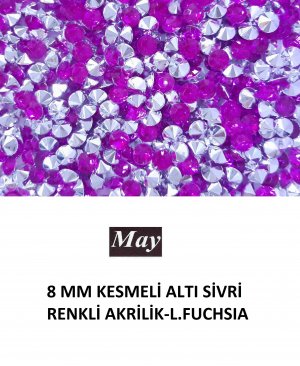 8 MM KESMELİ ALTI SİVRİ RENKLİ AKRİLİK-LIGHT FUCHSIA