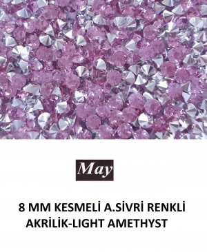 8 MM KESMELİ ALTI SİVRİ RENKLİ AKRİLİK-LIGHT AMETHYST