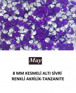 8 MM KESMELİ ALTI SİVRİ RENKLİ AKRİLİK-TANZANITE