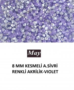 8 MM KESMELİ ALTI SİVRİ RENKLİ AKRİLİK-VIOLET