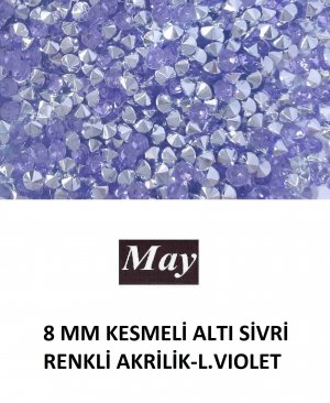 8 MM KESMELİ ALTI SİVRİ RENKLİ AKRİLİK-LIGHT VIOLET