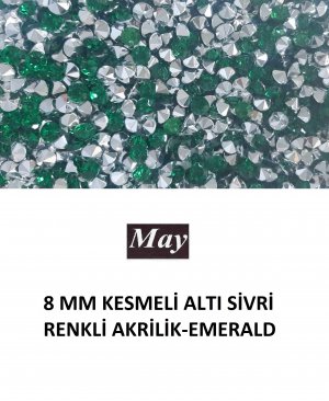 8 MM KESMELİ ALTI SİVRİ RENKLİ AKRİLİK-EMERALD