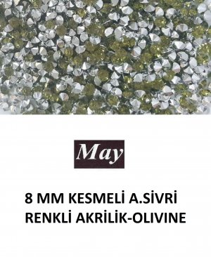 8 MM KESMELİ ALTI SİVRİ RENKLİ AKRİLİK-OLIVINE