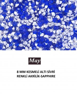 8 MM KESMELİ ALTI SİVRİ RENKLİ AKRİLİK-SAPPHIRE