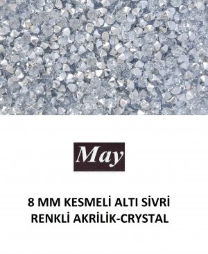 8 MM KESMELİ ALTI SİVRİ RENKLİ AKRİLİK-CRYSTAL