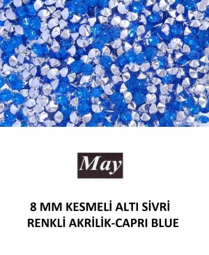 8 MM KESMELİ ALTI SİVRİ RENKLİ AKRİLİK-CAPRI BLUE