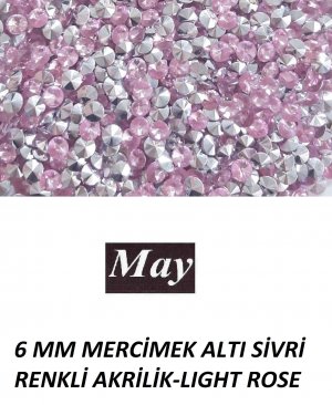 6 MM MERCİMEK ALTI SİVRİ RENKLİ AKRİLİK-LIGHT ROSE