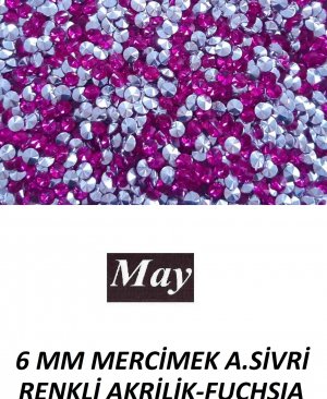 6 MM MERCİMEK ALTI SİVRİ RENKLİ AKRİLİK-FUCHSIA