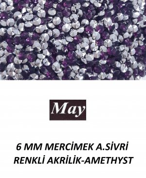 6 MM MERCİMEK ALTI SİVRİ RENKLİ AKRİLİK-AMETHYST