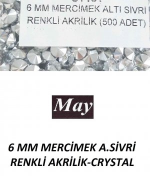 6 MM MERCİMEK ALTI SİVRİ RENKLİ AKRİLİK-CRYSTAL