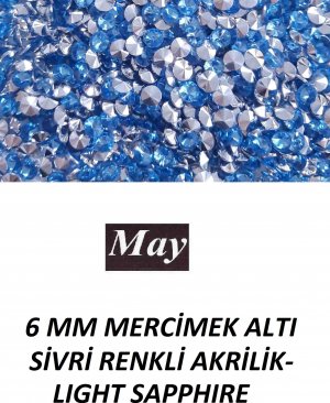 6 MM MERCİMEK ALTI SİVRİ RENKLİ AKRİLİK-LIGHT SAPPHIRE