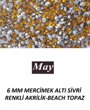 6 MM MERCİMEK ALTI SİVRİ RENKLİ AKRİLİK-BEACH TOPAZ