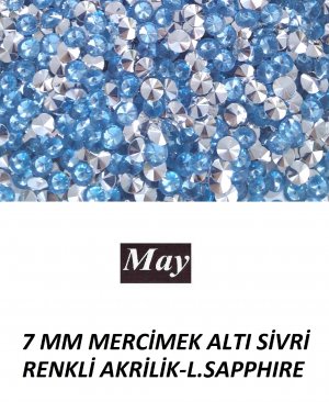 7 MM MERCİMEK ALTI SİVRİ RENKLİ AKRİLİK-LIGHT SAPPHIRE