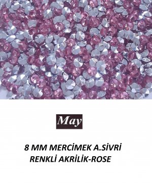 8 MM MERCİMEK ALTI SİVRİ RENKLİ AKRİLİK-ROSE