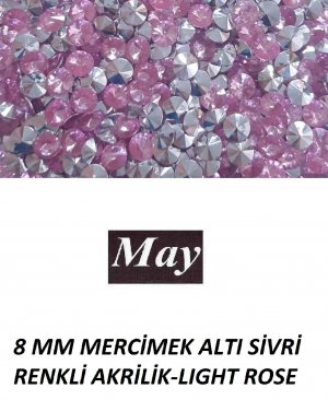 8 MM MERCİMEK ALTI SİVRİ RENKLİ AKRİLİK-LIGHT ROSE