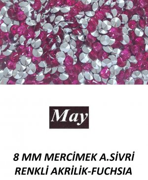 8 MM MERCİMEK ALTI SİVRİ RENKLİ AKRİLİK-FUCHSIA