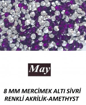 8 MM MERCİMEK ALTI SİVRİ RENKLİ AKRİLİK-AMETHYST