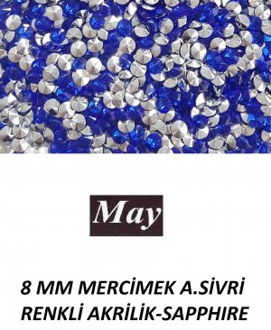 8 MM MERCİMEK ALTI SİVRİ RENKLİ AKRİLİK-SAPPHIRE