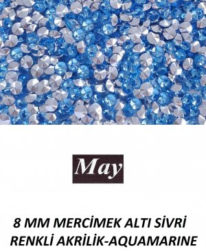 8 MM MERCİMEK ALTI SİVRİ RENKLİ AKRİLİK-AQUAMARINE