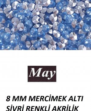 8 MM MERCİMEK ALTI SİVRİ RENKLİ AKRİLİK-LIGHT SAPPHIRE