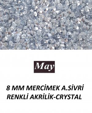 8 MM MERCİMEK ALTI SİVRİ RENKLİ AKRİLİK-CRYSTAL