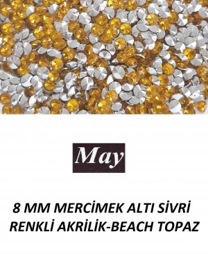 8 MM MERCİMEK ALTI SİVRİ RENKLİ AKRİLİK-BEACH TOPAZ