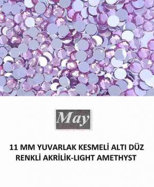 11 MM YUVARLAK KESMELİ ALTI DÜZ RENKLİ AKRİLİK-LIGHT AMETHYST