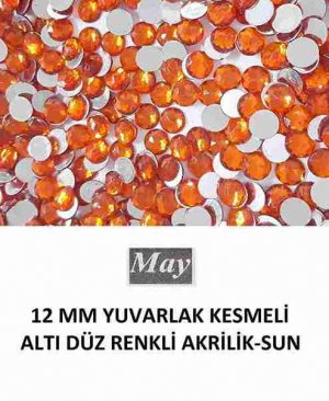 12 MM YUVARLAK KESMELİ ALTI DÜZ RENKLİ AKRİLİK-SUN