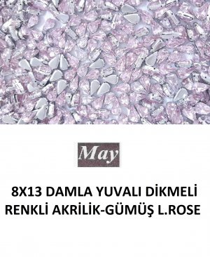 8X13 DAMLA YUVALI DİKMELİ RENKLİ AKRİLİK-GÜMÜŞ L.ROSE