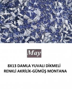 8X13 DAMLA YUVALI DİKMELİ RENKLİ AKRİLİK-GÜMÜŞ MONTANA