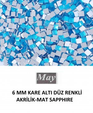 6 MM KARE ALTI DÜZ RENKLİ AKRİLİK-MAT SAPPHIRE