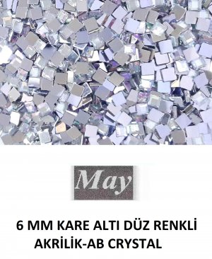6 MM KARE ALTI DÜZ RENKLİ AKRİLİK-AB CRYSTAL