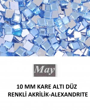 10 MM KARE ALTI DÜZ RENKLİ AKRİLİK-ALEXANDRITE