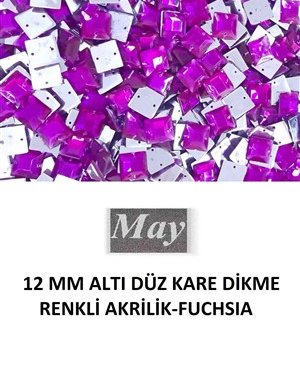 12 MM ALTI DÜZ KARE DİKME RENKLİ AKRİLİK-FUCHSIA
