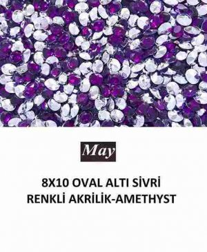 8X10 OVAL ALTI SİVRİ RENKLİ AKRİLİK-AMETHYST
