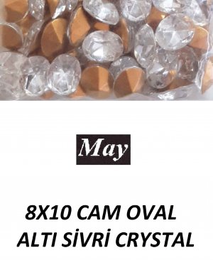 08X10 CAM OVAL ALTI SİVRİ CRYSTAL