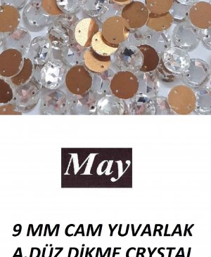 9 MM CAM YUVARLAK ALTI DÜZ DİKME CRYSTAL