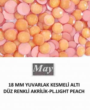 18 MM YUVARLAK KESMELİ ALTI DÜZ RENKLİ AKRİLİK-PL.LIGHT PEACH