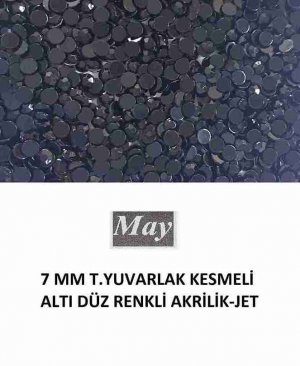 7 MM T.YUVARLAK KESMELİ ALTI DÜZ RENKLİ AKRİLİK-JET