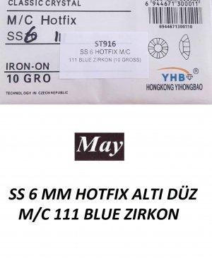 SS 6 MM HOTFIX ALTI DÜZ M/C 111 BLUE ZIRKON