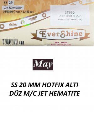 SS 20 MM HOTFIX ALTI DÜZ M/C JET HEMATITE