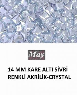 14 MM KARE ALTI SİVRİ RENKLİ AKRİLİK-CRYSTAL