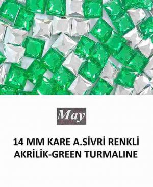 14 MM KARE ALTI SİVRİ RENKLİ AKRİLİK-GREEN TURMALINE