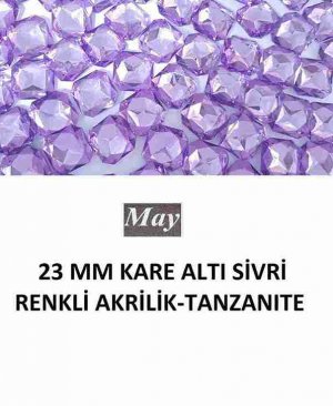 23 MM KARE ALTI SİVRİ RENKLİ AKRİLİK-TANZANITE