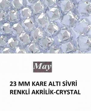 23 MM KARE ALTI SİVRİ RENKLİ AKRİLİK-CRYSTAL