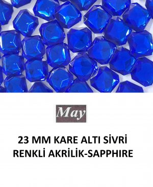 23 MM KARE ALTI SİVRİ RENKLİ AKRİLİK-SAPPHIRE