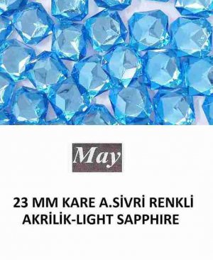 23 MM KARE ALTI SİVRİ RENKLİ AKRİLİK-LIGHT SAPPHIRE